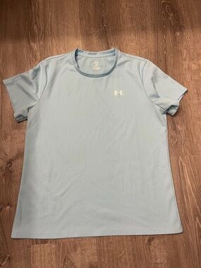 Women's Under Armour Tech Rib Light Blue Short Sleeve Tee- Size Large- Pre-owned